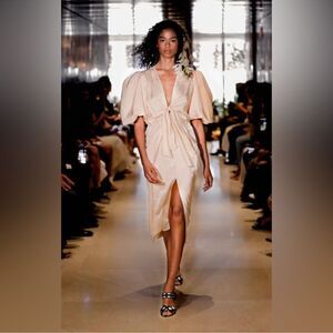 NWT Johanna Ortiz EVERBLOOMING MIDI DRESS in Ecru Size 10/ Medium